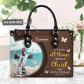 Philippians 4:13 Butterfly Leather Handbag