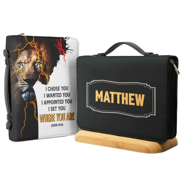 Personalized John 15:16 Lion Bible Cover