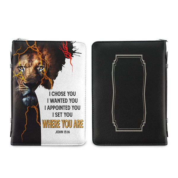 Personalized John 15:16 Lion Bible Cover