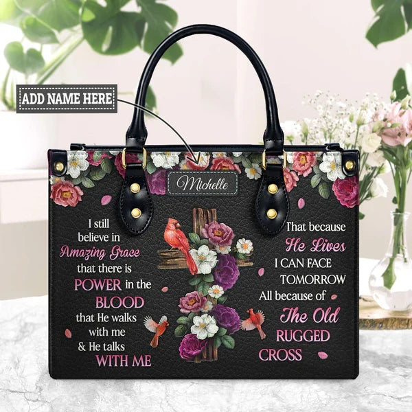 Amazing Grace Cardinal Leather Handbag