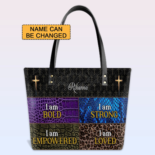 Personalized Bible Verse Leather Tote Bag