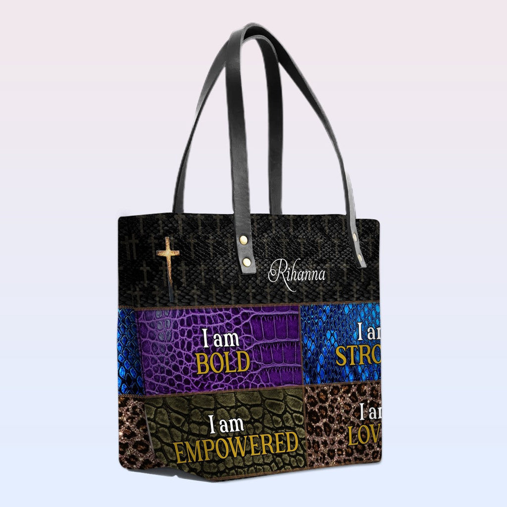 Personalized Bible Verse Leather Tote Bag
