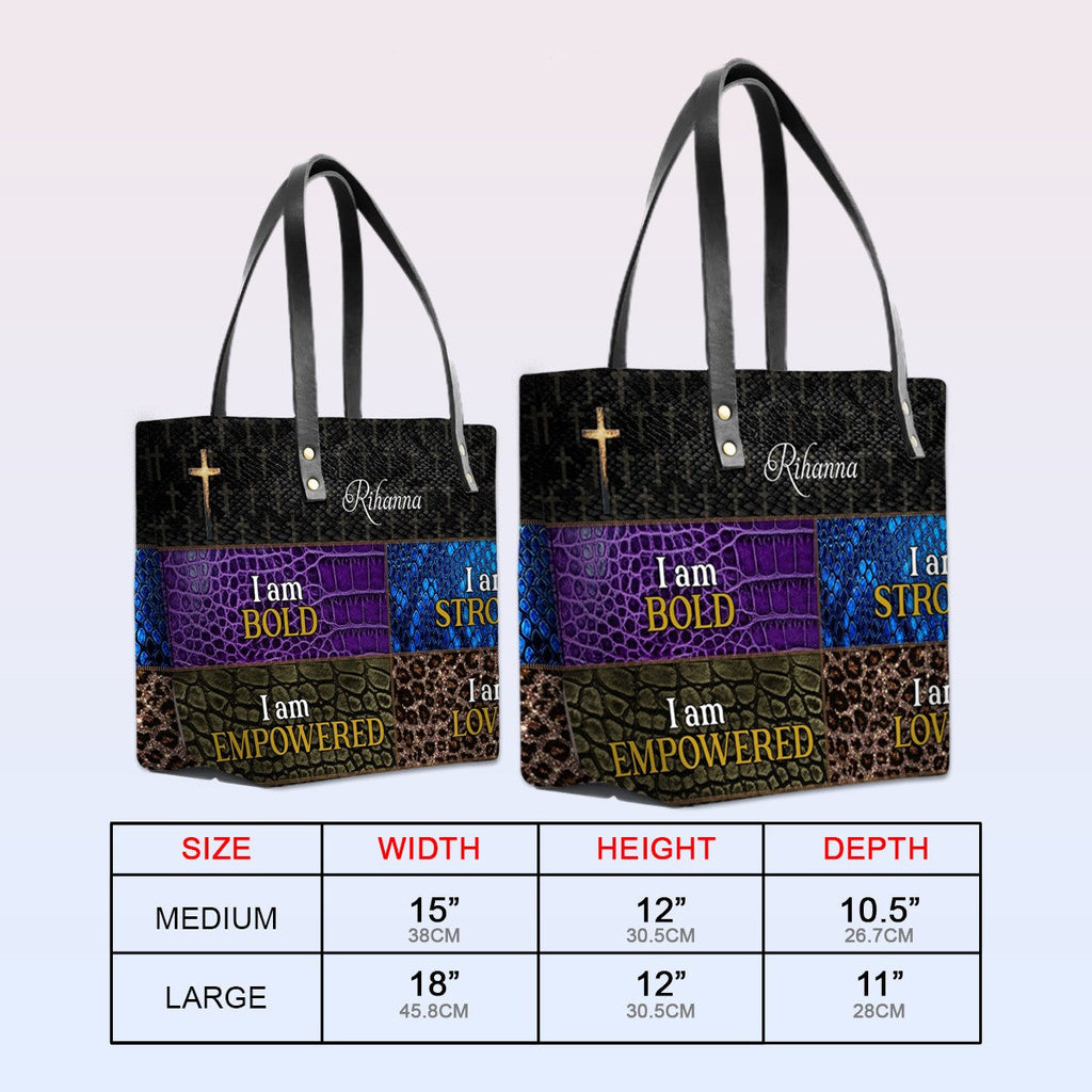 Personalized Bible Verse Leather Tote Bag