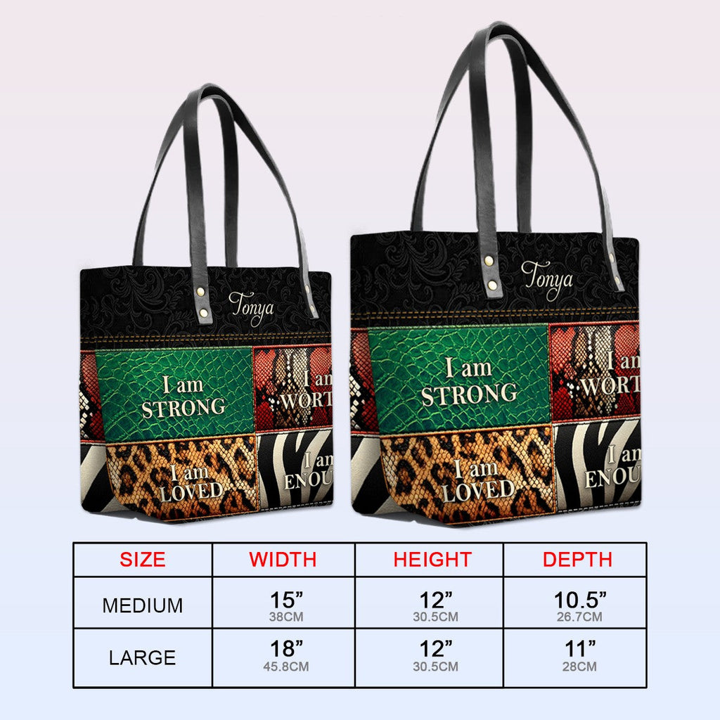 Personalized Bible Verse Leather Tote Bag