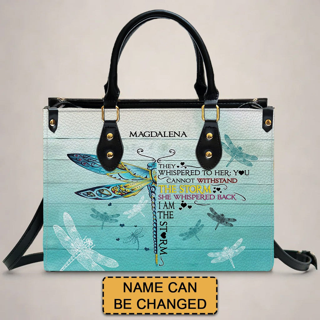 I Am The Storm Personalized Leather Tote Bag