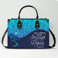 Personalized Sapphire Blue Christian Leather Handbag
