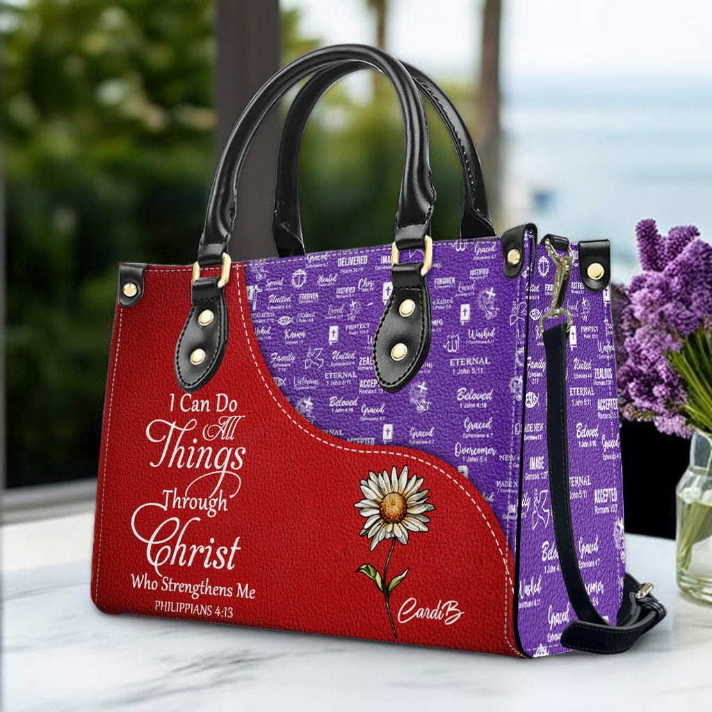 Personalized Bible Verse Leather Tote Bag