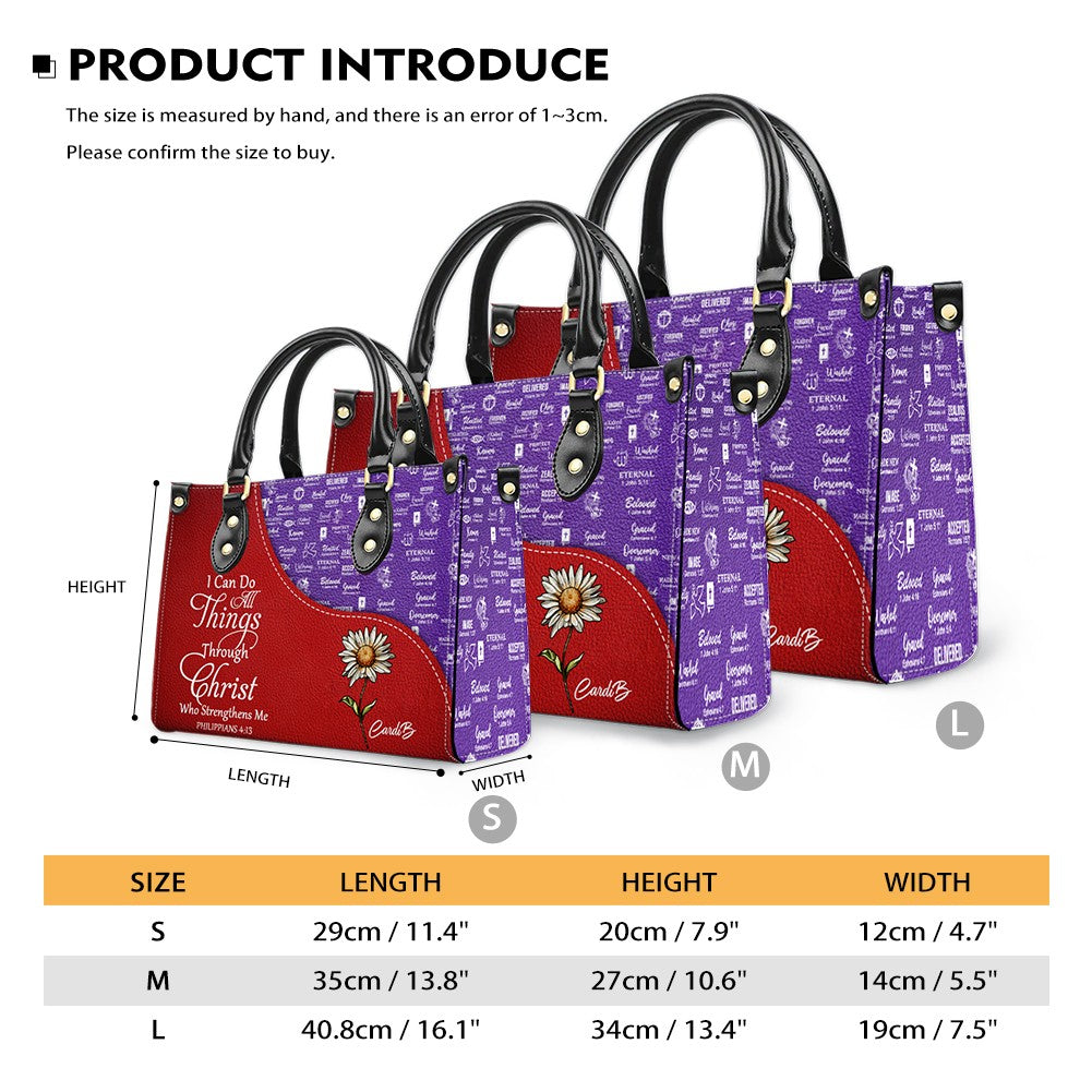 Personalized Bible Verse Leather Tote Bag