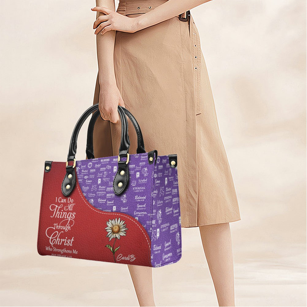 Personalized Bible Verse Leather Tote Bag