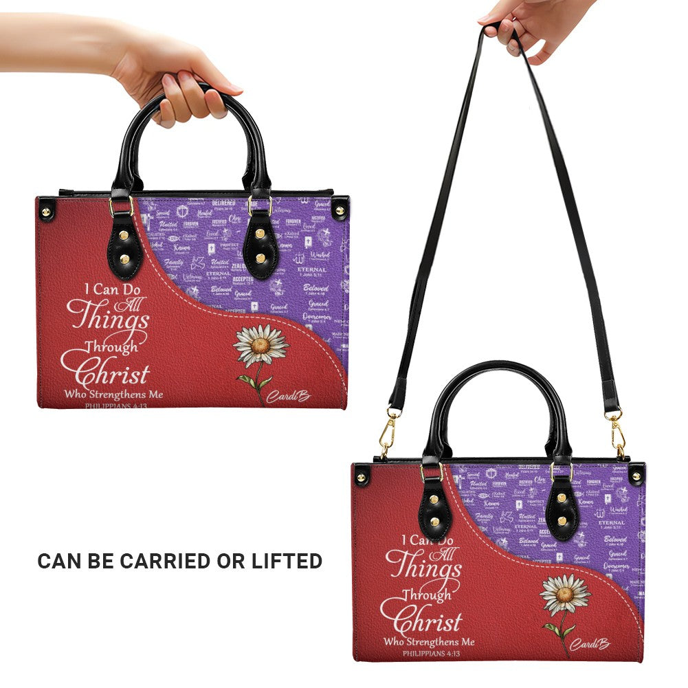 Personalized Bible Verse Leather Tote Bag