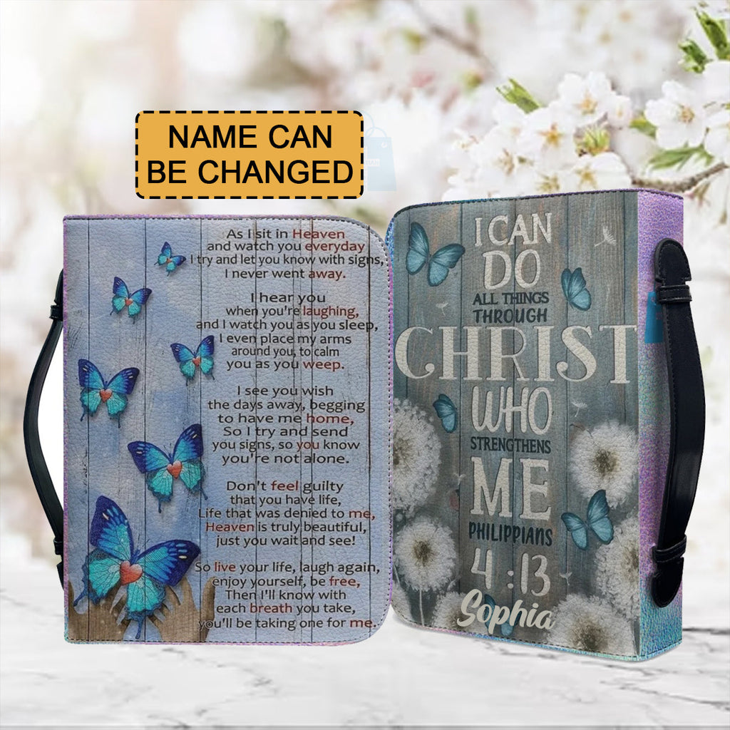 Personalized Butterfly Blue Bible Cover