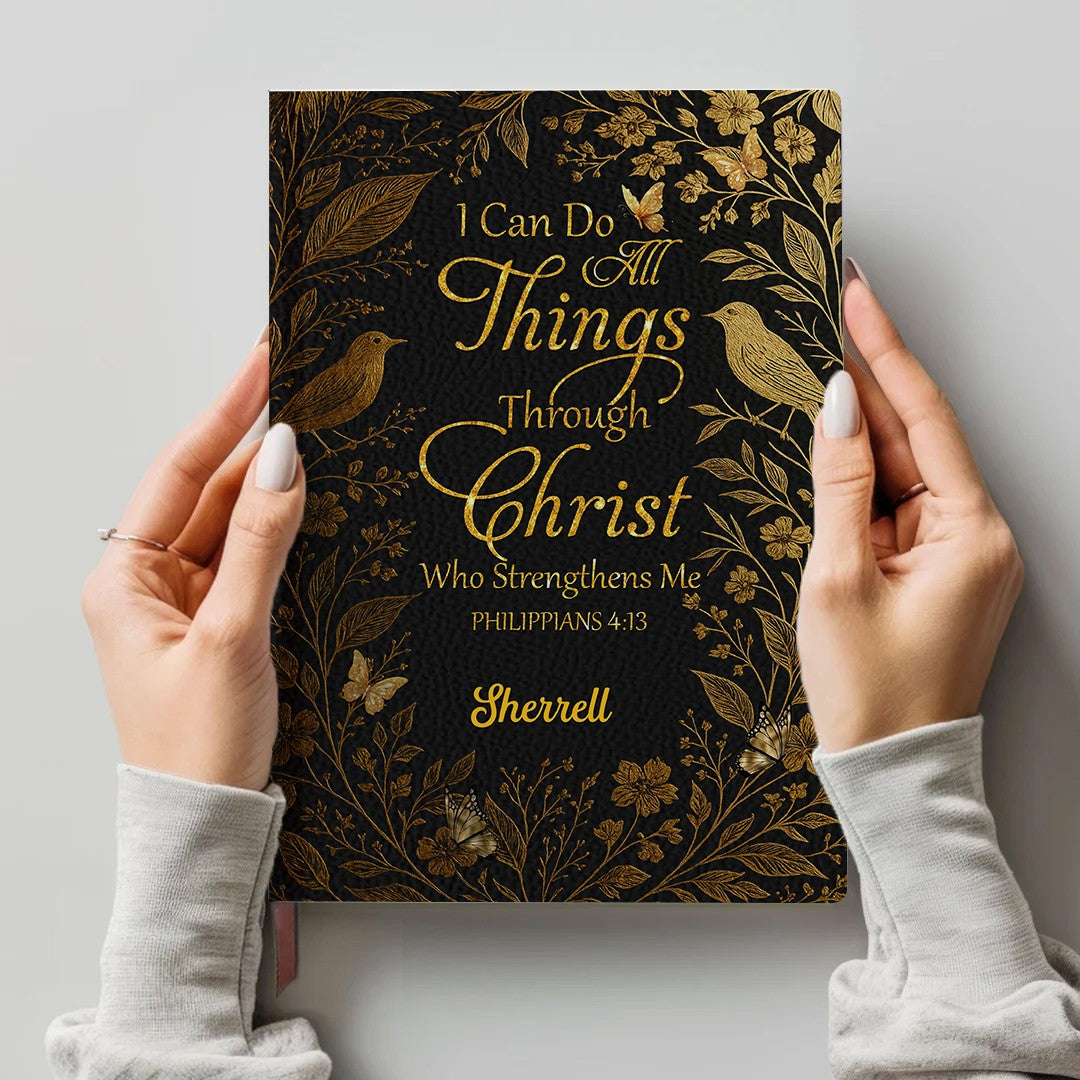 Personalized "Clothed With Strength" Leather Journal