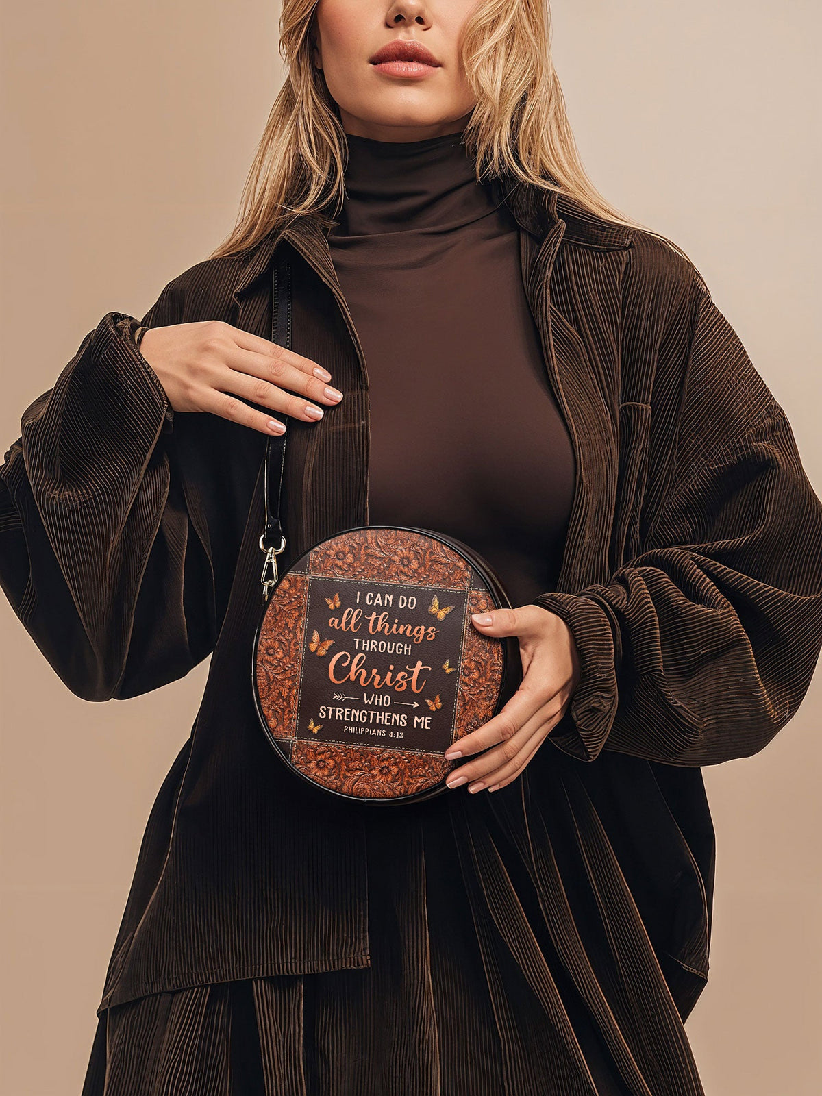 Believe Philippians 4:13 Circle Crossbody Bag