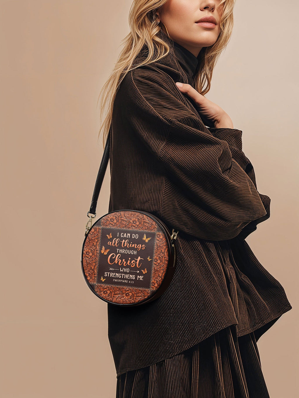 Believe Philippians 4:13 Circle Crossbody Bag