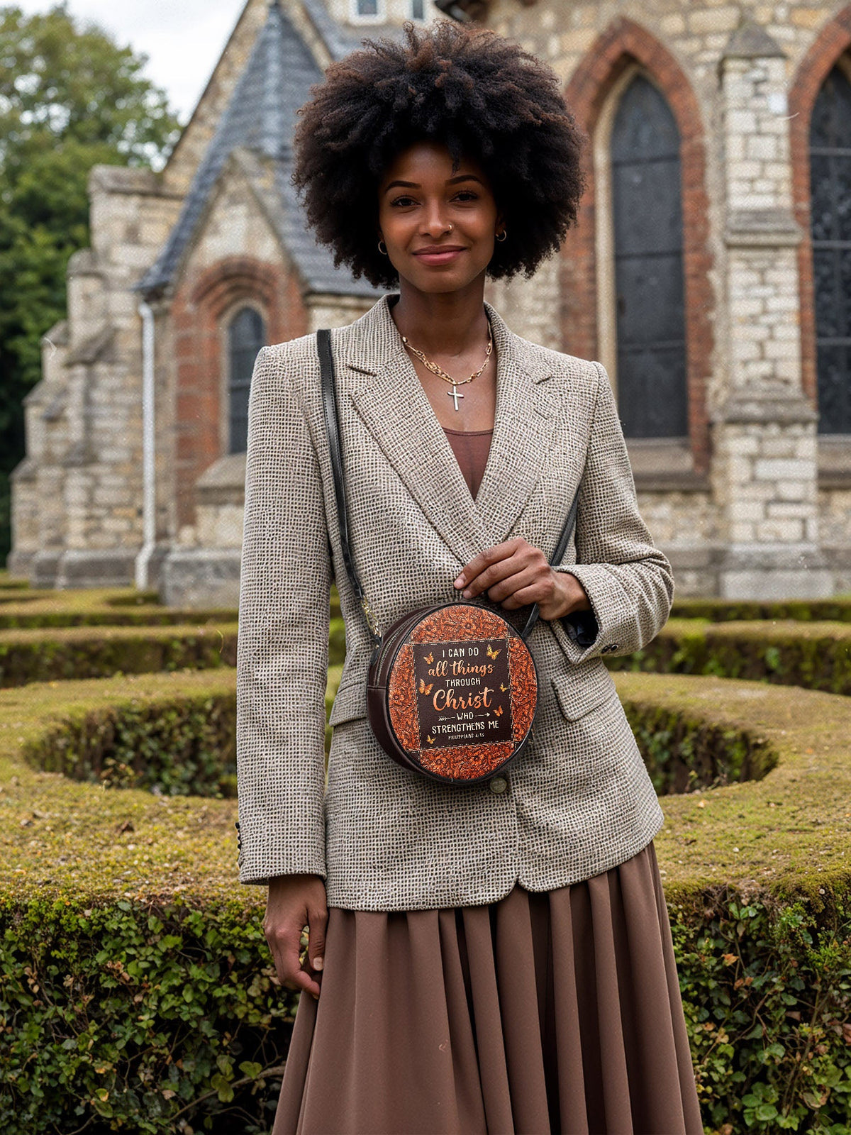 Believe Philippians 4:13 Circle Crossbody Bag
