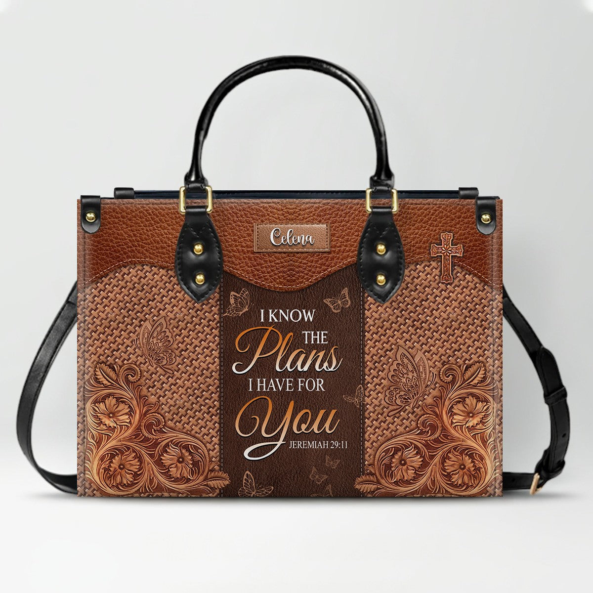 Personalized Bible Verse Leather Handbag