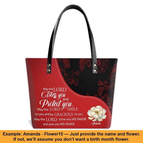 Personalized Christian Red Leather Tote Bag