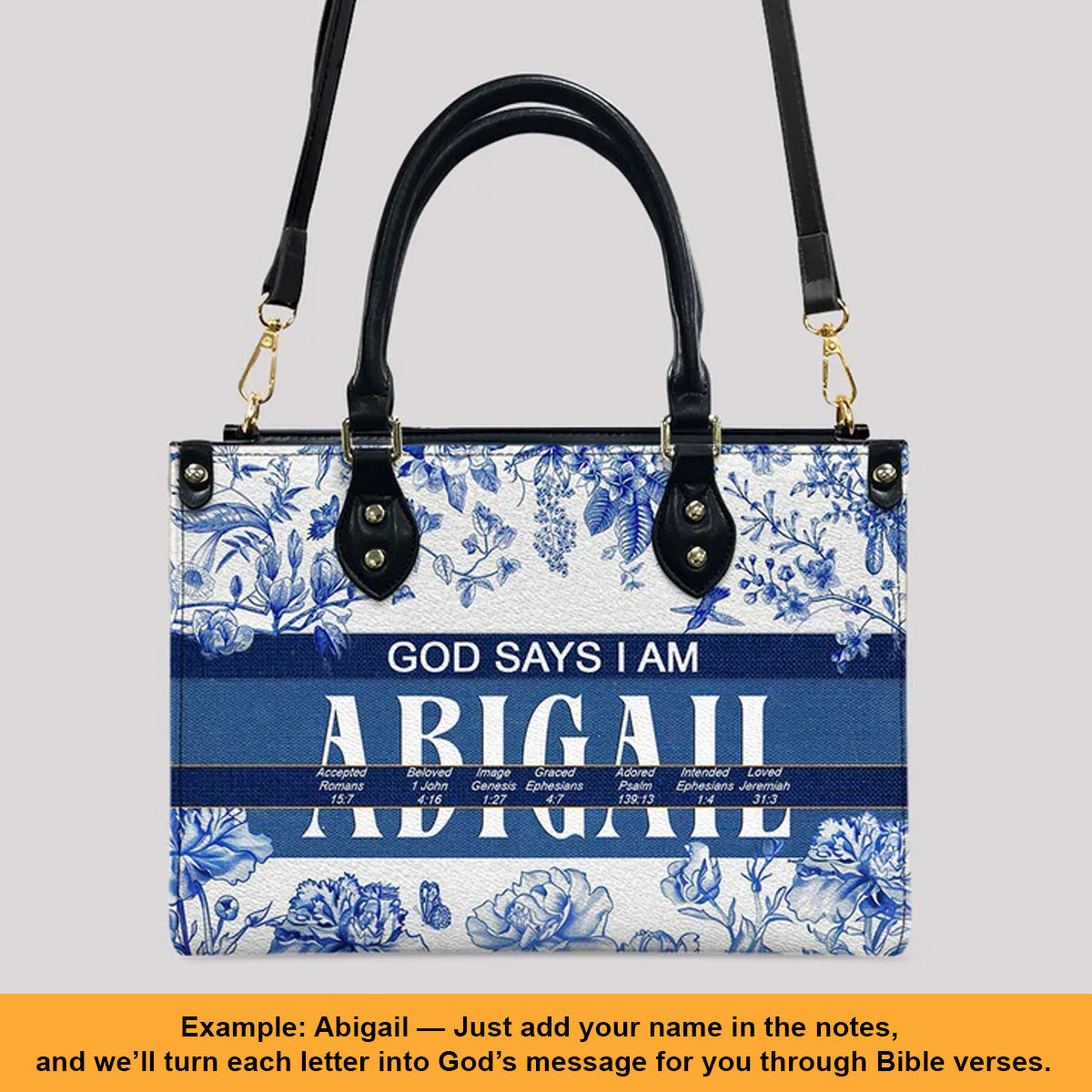 Personalized Bible Verse Leather Handbag