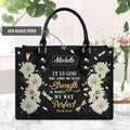 Psalm 18:32 Daisy Dragonfly Leather Handbag