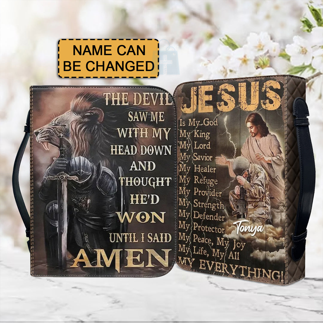 Personalized Jesus Is My God Lion Bible Cover