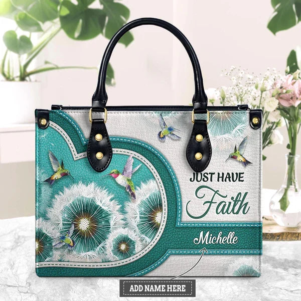 Just Have Faith Hummingbird Leather Handbag