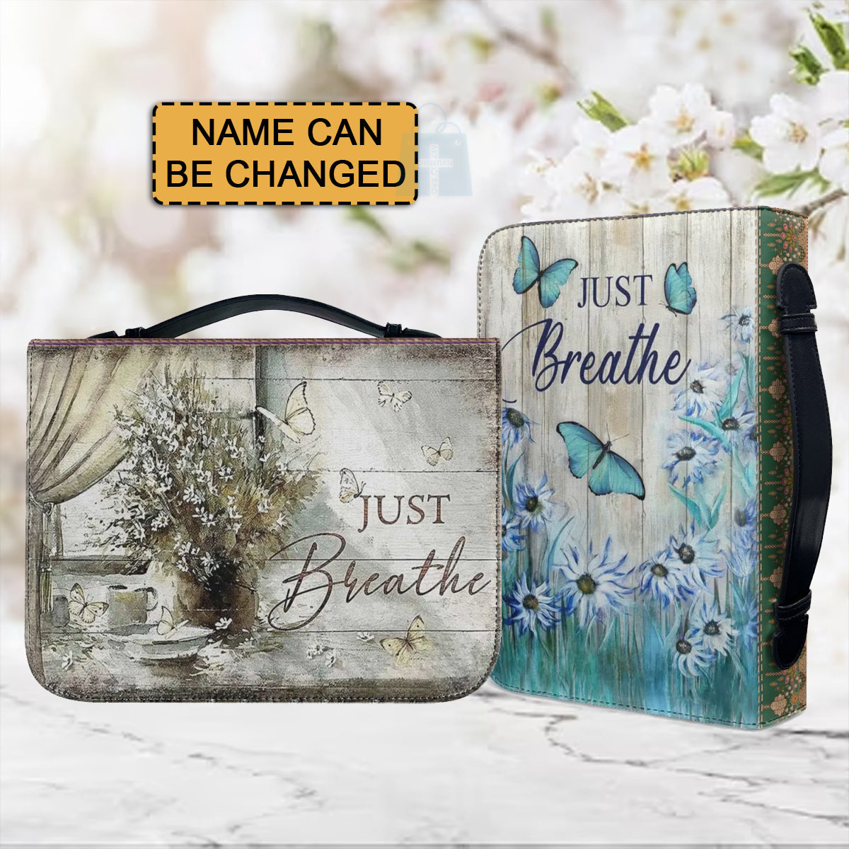 Personalized Just Breathe Butterfly Bible Cover