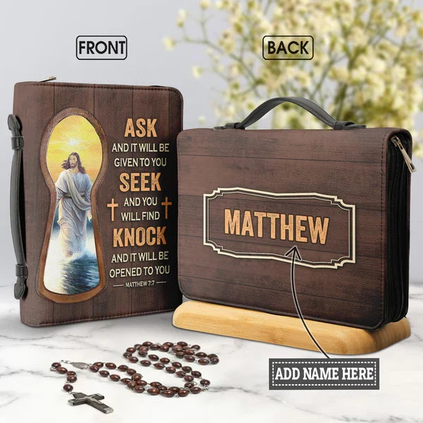 Personalized Matthew 7:7 Bible Cover