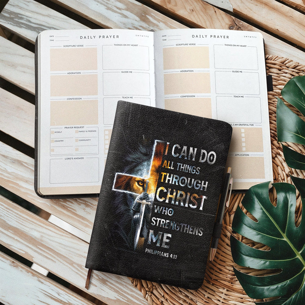 Philippians 4:13 Leather Prayer Journal