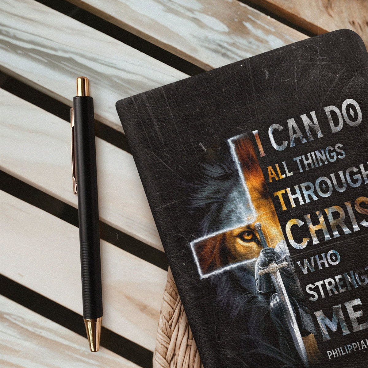 Philippians 4:13 Leather Prayer Journal