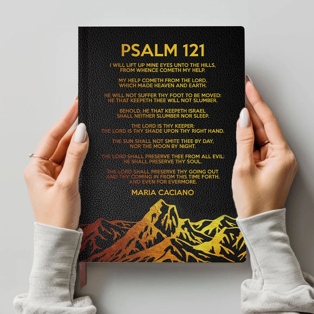 Personalized "Psalm 121" Leather Prayer Notebook