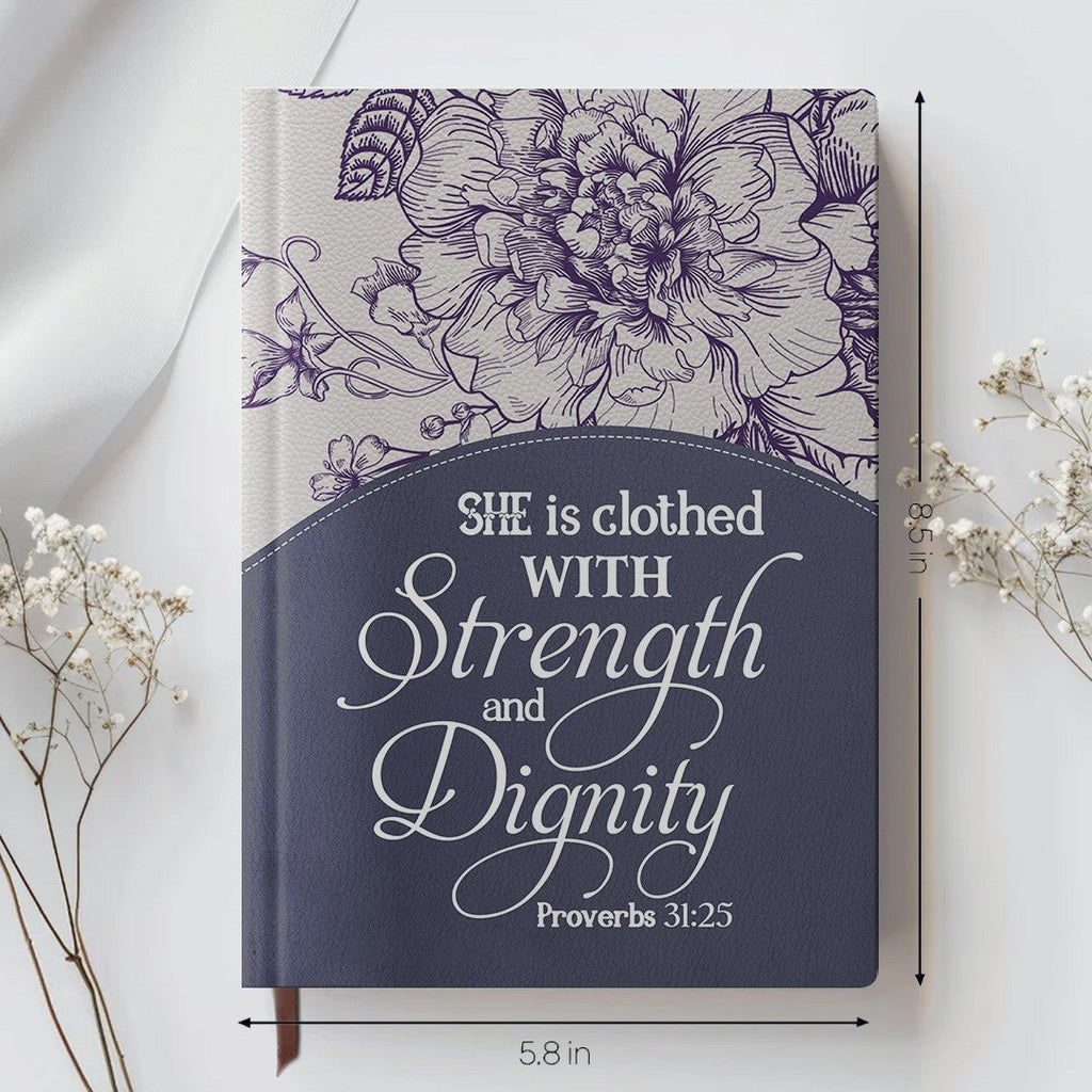 Personalized Purple "Strength & Dignity" Leather Journal