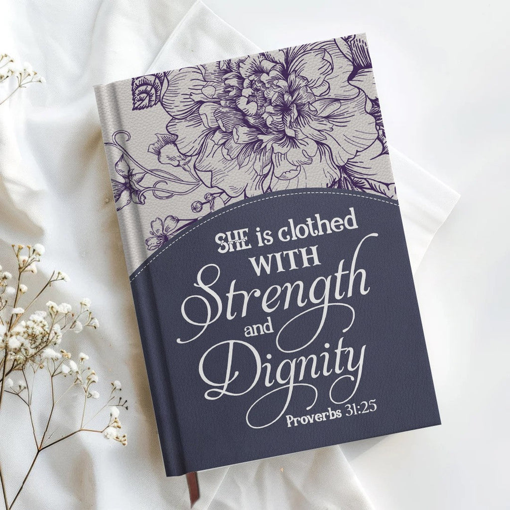 Personalized Purple "Strength & Dignity" Leather Journal
