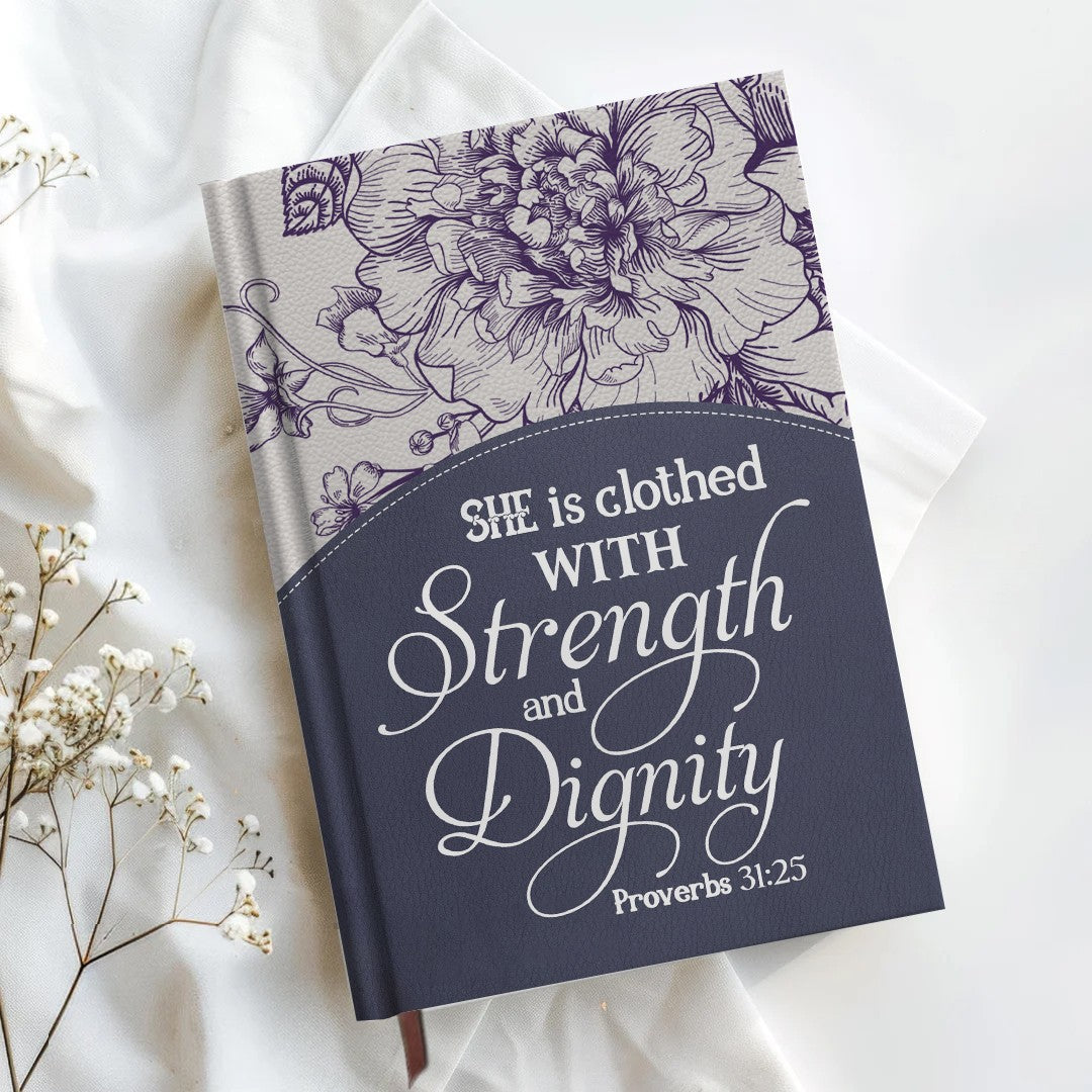 Personalized Purple "Strength & Dignity" Leather Journal