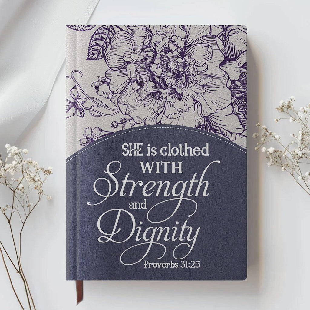 Personalized Purple "Strength & Dignity" Leather Journal