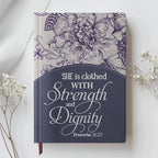 Personalized Purple "Strength & Dignity" Leather Journal