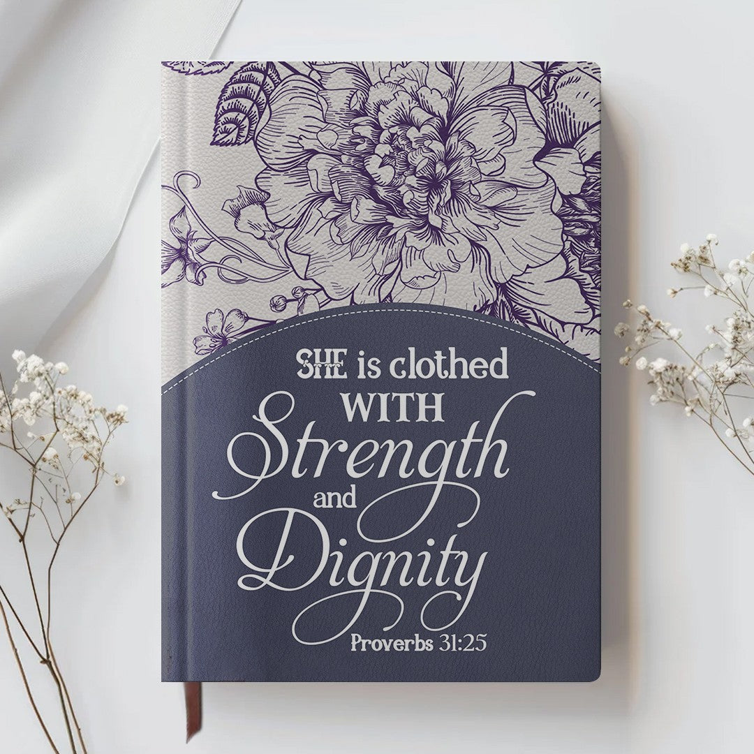 Personalized Purple "Strength & Dignity" Leather Journal