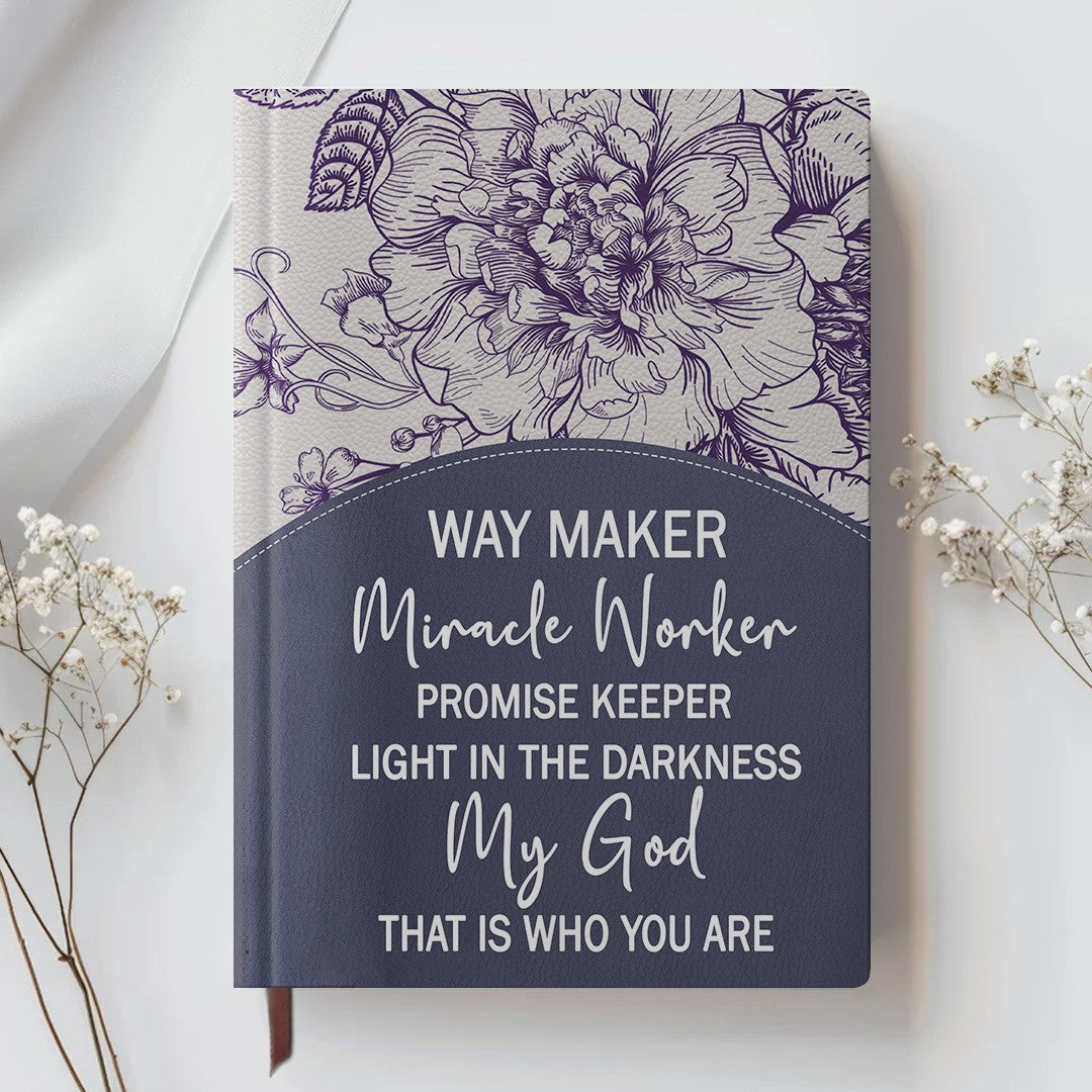 Personalized Purple "Strength & Dignity" Leather Journal