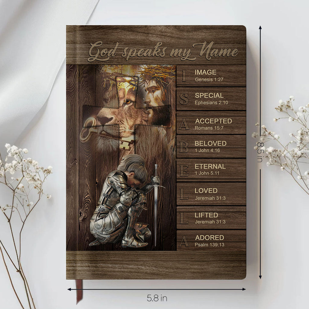 Personalized White "God Speaks My Name" Leather Journal