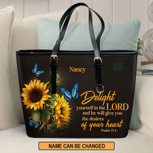 Delight Yourself in the Lord Leather Tote Bag
