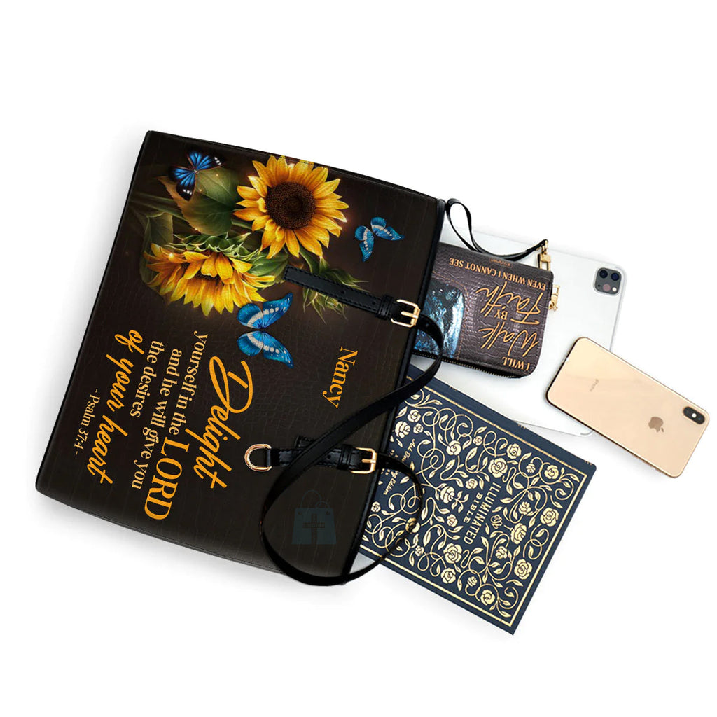 Delight Yourself in the Lord Leather Tote Bag