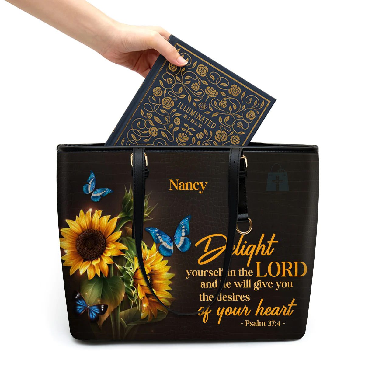 Delight Yourself in the Lord Leather Tote Bag