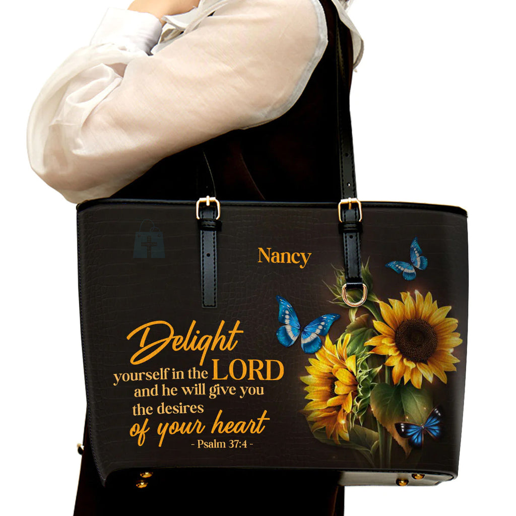 Delight Yourself in the Lord Leather Tote Bag