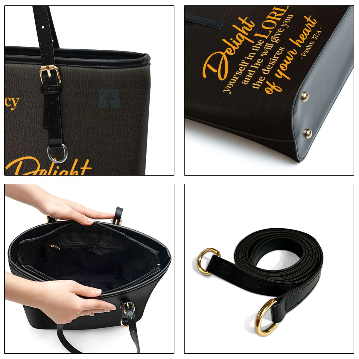 Delight Yourself in the Lord Leather Tote Bag