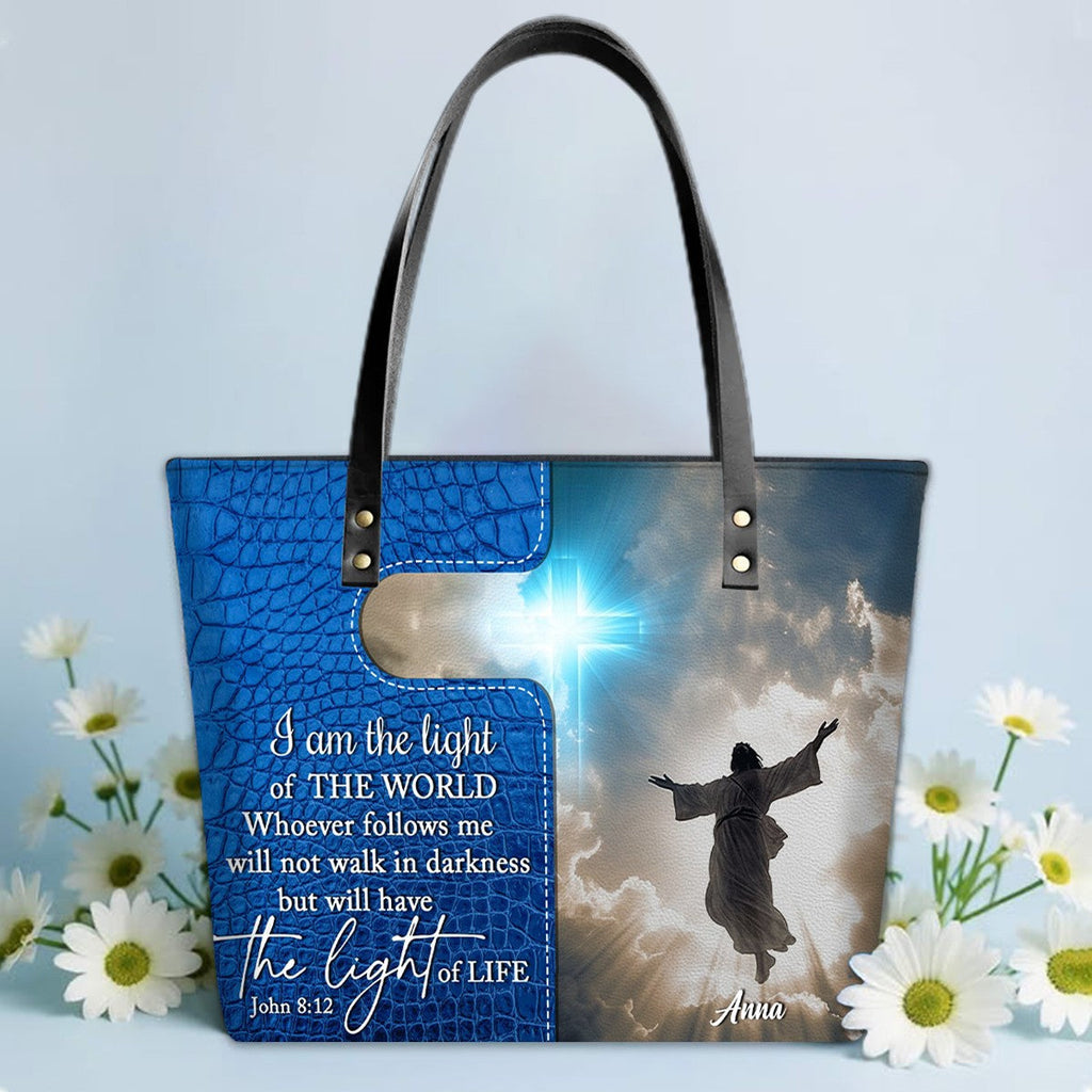 Personalized Bible Verse Leather Tote Bag