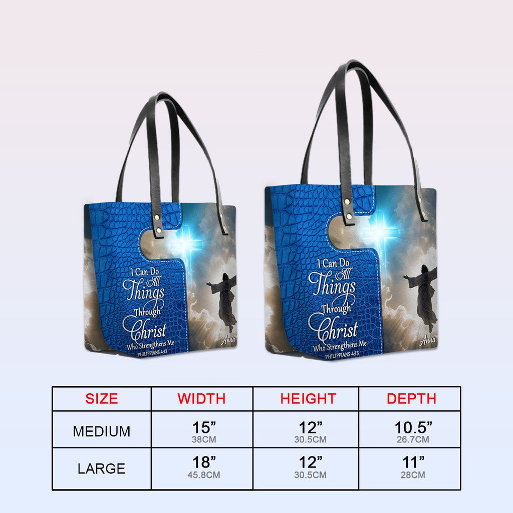 Personalized Bible Verse Leather Tote Bag
