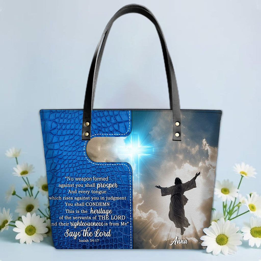 Personalized Bible Verse Leather Tote Bag