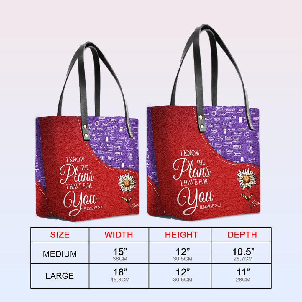 Personalized Bible Verse Leather Tote Bag