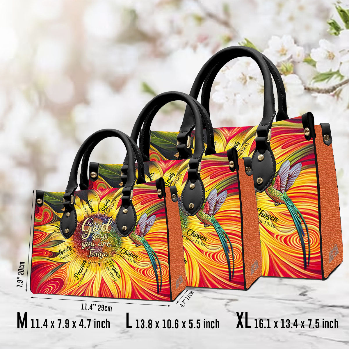 God Says You Are Sunflower Leather Handbag