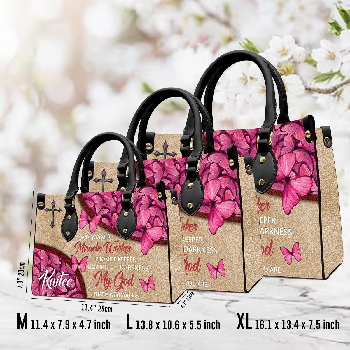 Way Maker Butterfly Pink Leather Handbag