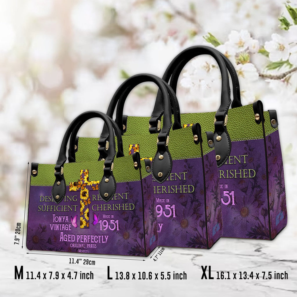 Butterfly Flower Leather Handbag